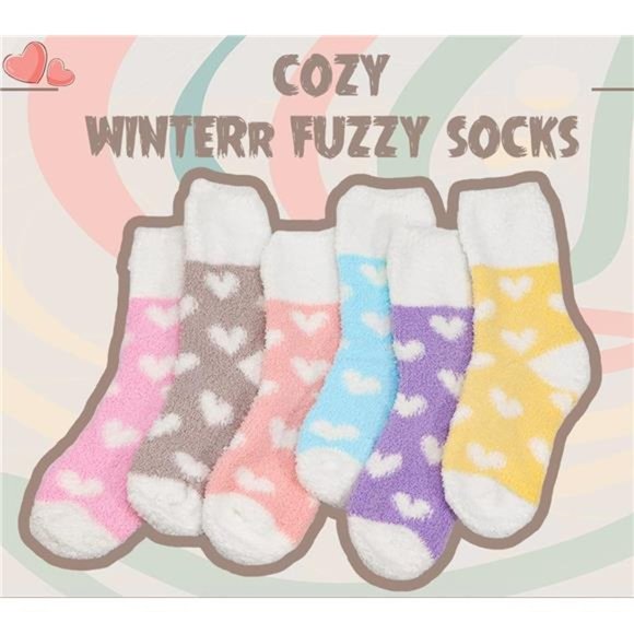 Plush Slipper Socks Women - Colorful Warm Fuzzy - Picture 6 of 7